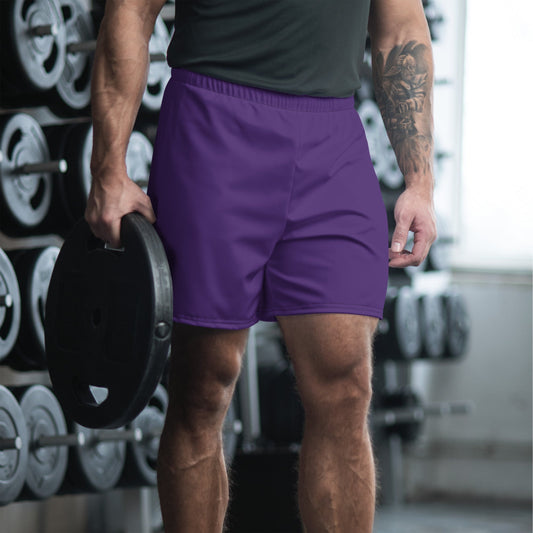 Solid Color Purple Unisex Athletic Long Shorts - 2XS