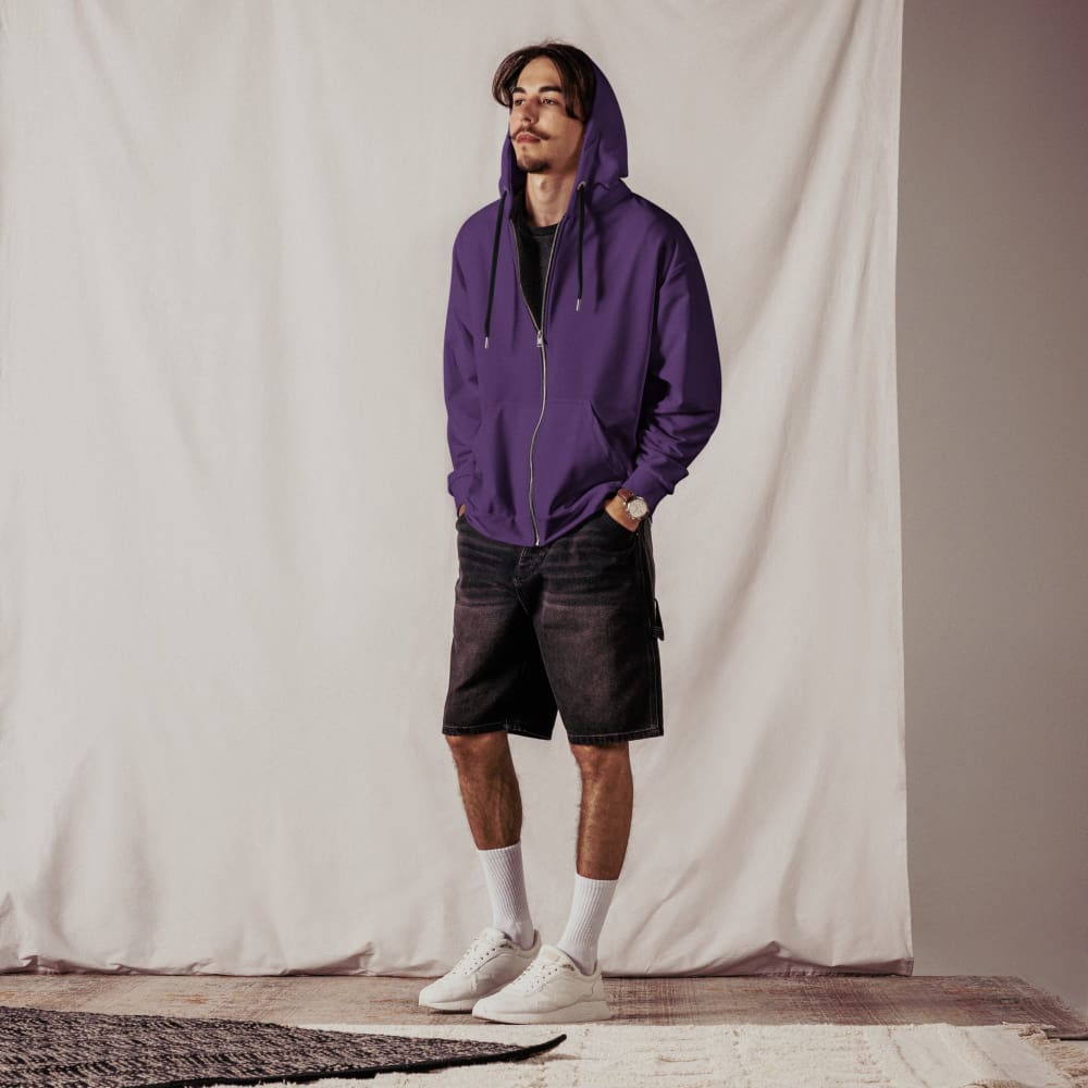 Solid Color Purple Unisex zip hoodie - Unisex Zip Hoodie