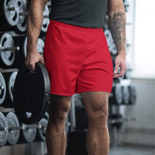Solid Color Red Men’s Athletic Shorts - 2XS - Mens Athletic Shorts