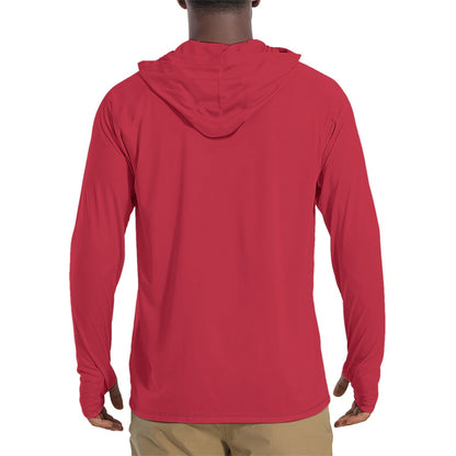 Solid Color Red Mens Sunscreen Sports Hoodie With Thumb Holes - S / White