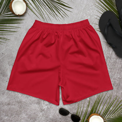 Solid Color Red Unisex Athletic Long Shorts