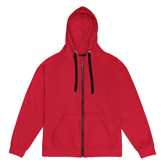 Solid Color Red Unisex zip hoodie - Zip Hoodie