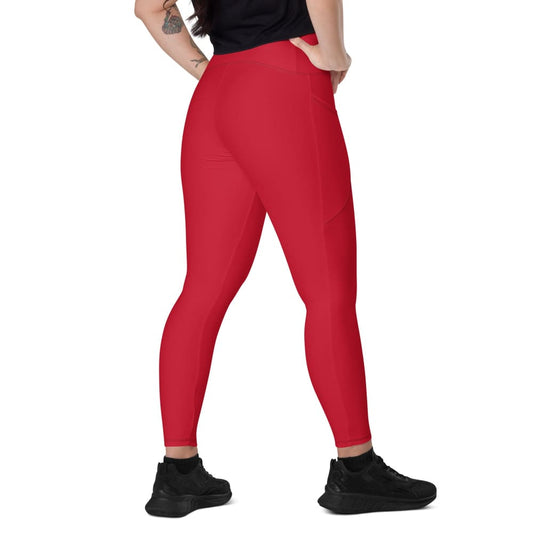 Solid Color Red Women’s Leggings with pockets - 2XS - Womens Leggings With Pockets