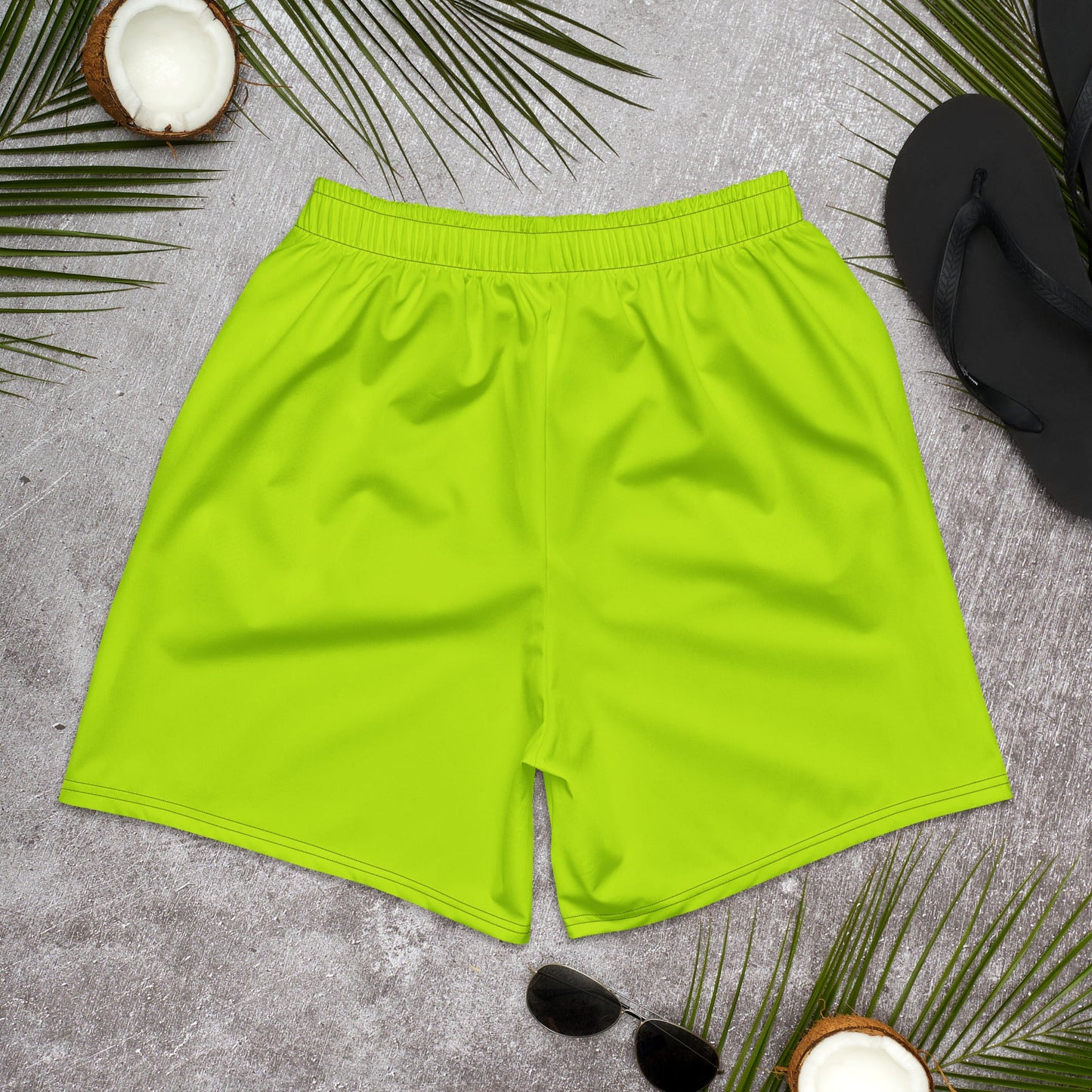 Solid Color Safety Yellow Unisex Athletic Long Shorts