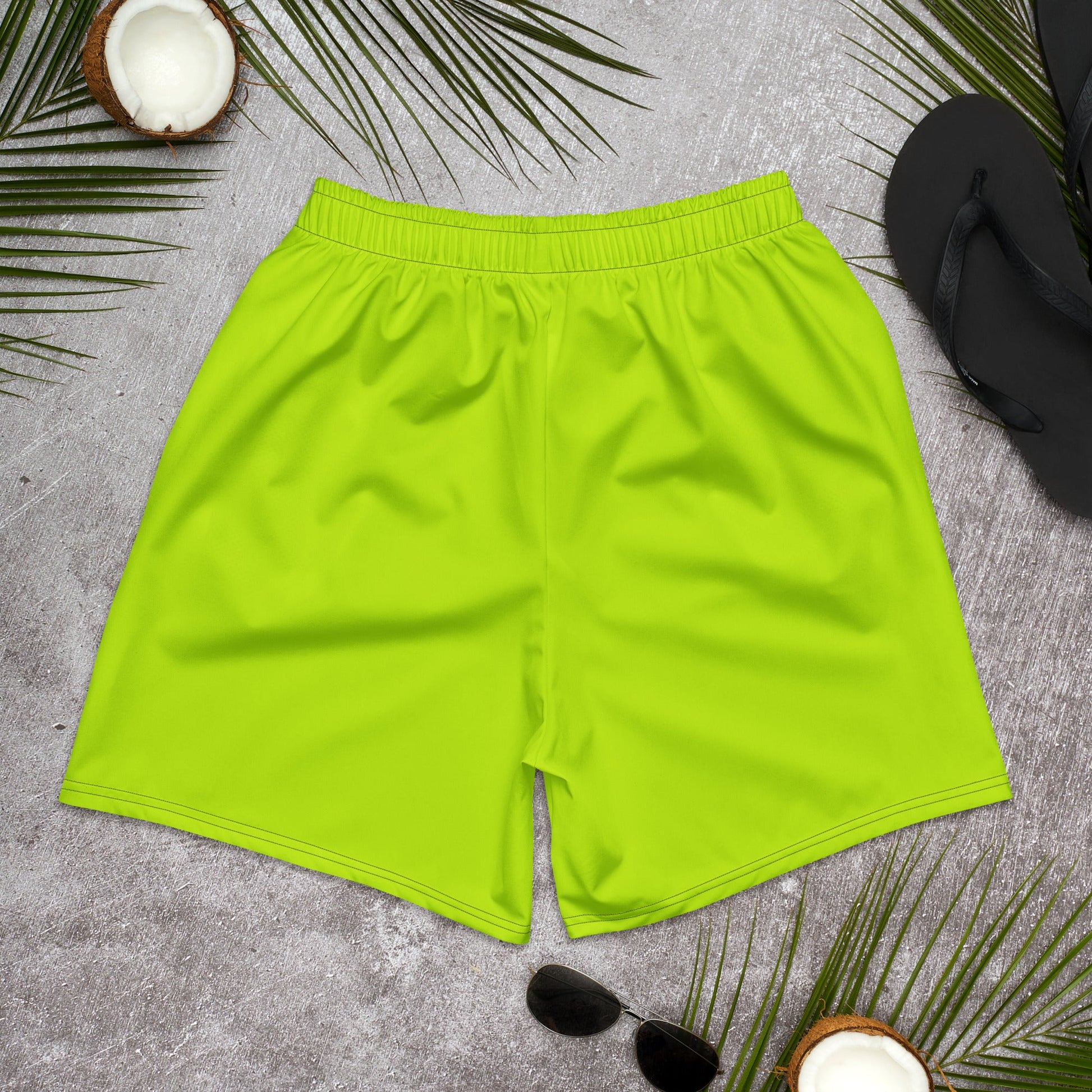 Solid Color Safety Yellow Unisex Athletic Long Shorts