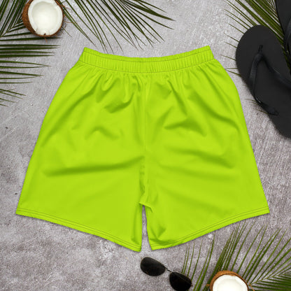 Solid Color Safety Yellow Unisex Athletic Long Shorts