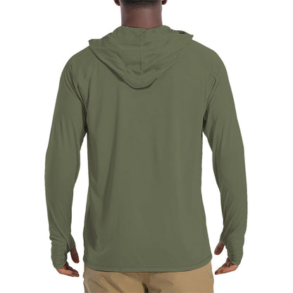 Solid Color Saratoga Mens Sunscreen Sports Hoodie With Thumb Holes