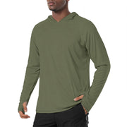 Solid Color Saratoga Mens Sunscreen Sports Hoodie With Thumb Holes - S / White