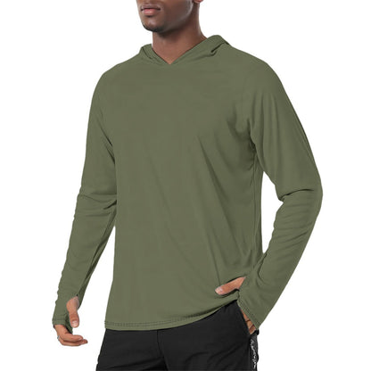 Solid Color Saratoga Mens Sunscreen Sports Hoodie With Thumb Holes - S / White