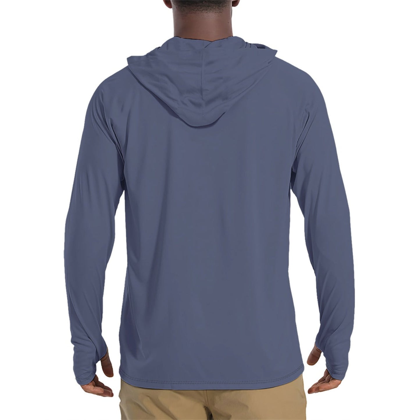 Solid Color SWAT Blue Mens Sunscreen Sports Hoodie With Thumb Holes