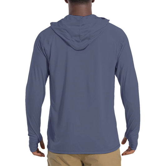 Solid Color SWAT Blue Mens Sunscreen Sports Hoodie With Thumb Holes