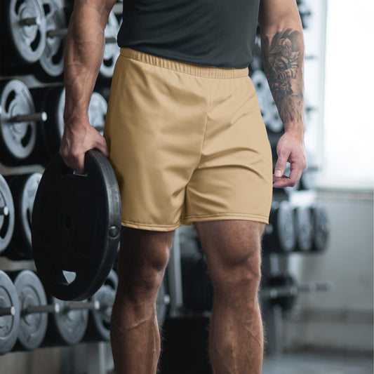 Solid Color Tan Unisex Athletic Long Shorts - 2XS