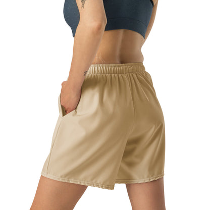 Solid Color Tan Unisex Athletic Long Shorts