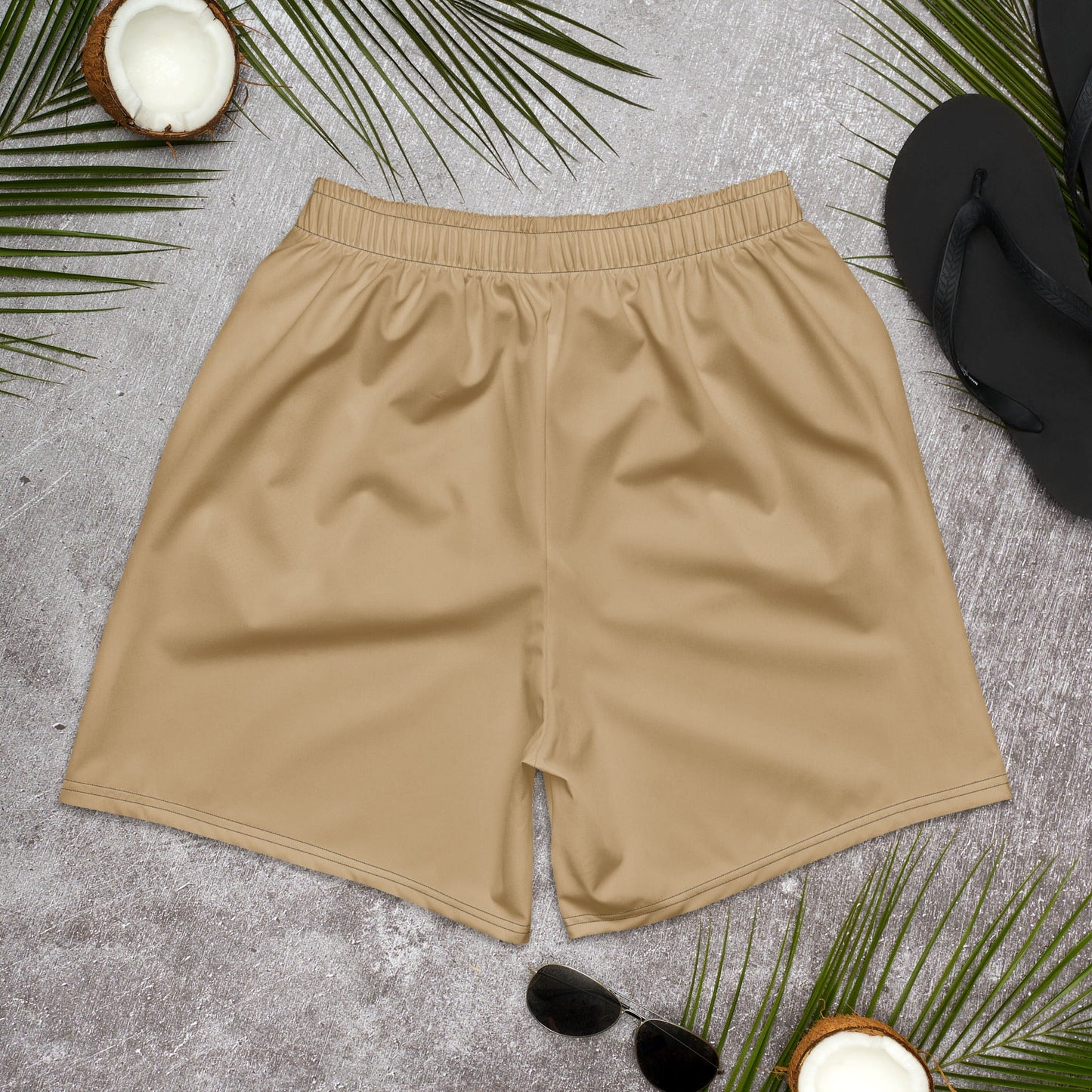 Solid Color Tan Unisex Athletic Long Shorts