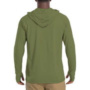 Solid Olive Drab Mens Sunscreen Sports Hoodie With Thumb Holes - S / White
