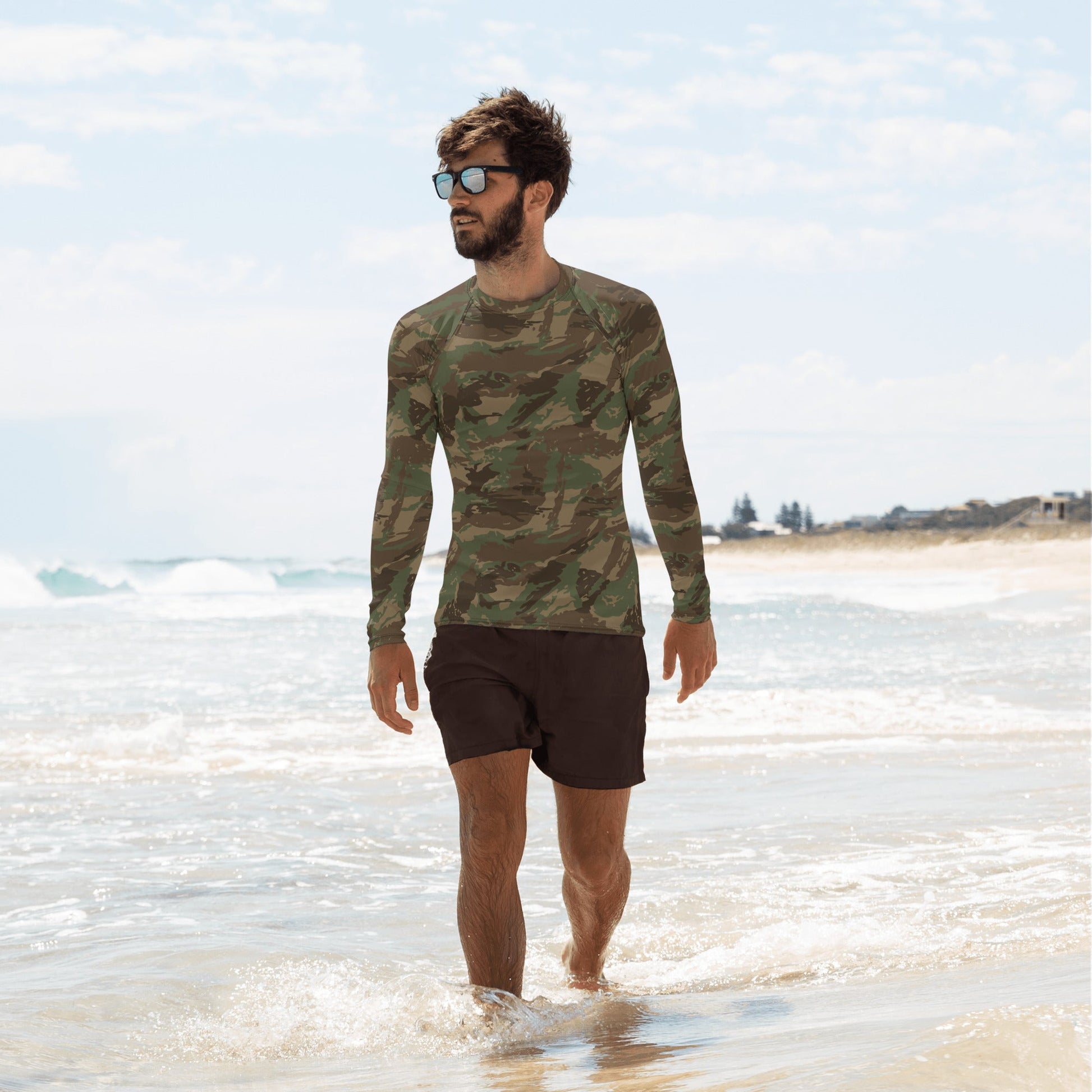 South African 32 Battalion CAMO Mens Long-sleeve Rash Guard - XS - Guards