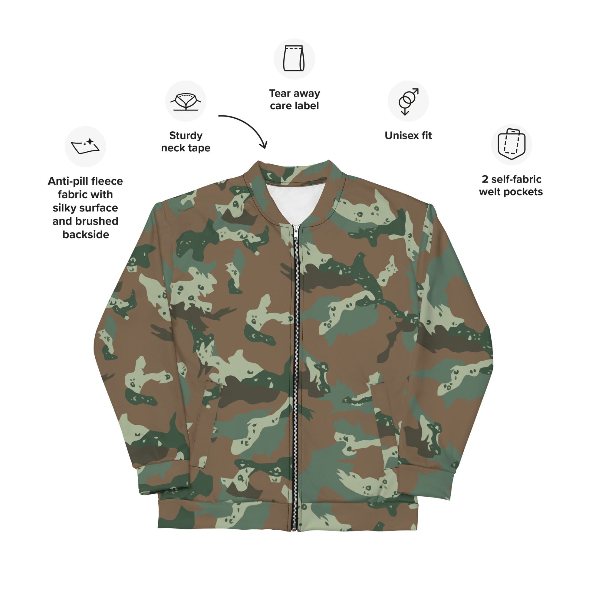 South African Chocolate Chip Soldier 2000 CAMO Unisex Bomber Jacket - Jackets
