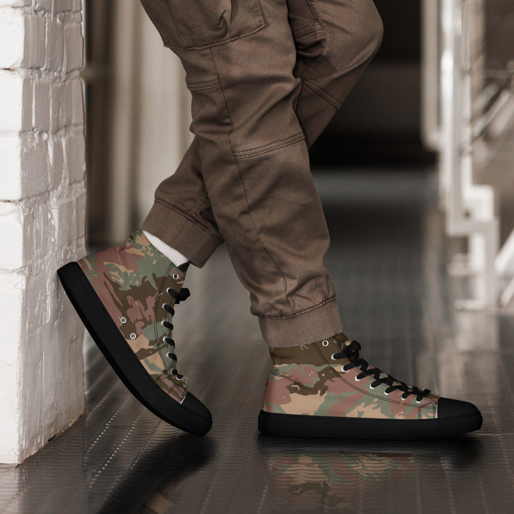 South African Defense Force (SADF) 32 Battalion Dry Season CAMO Men’s high top canvas shoes - 5 - Mens High Top Canvas Shoes