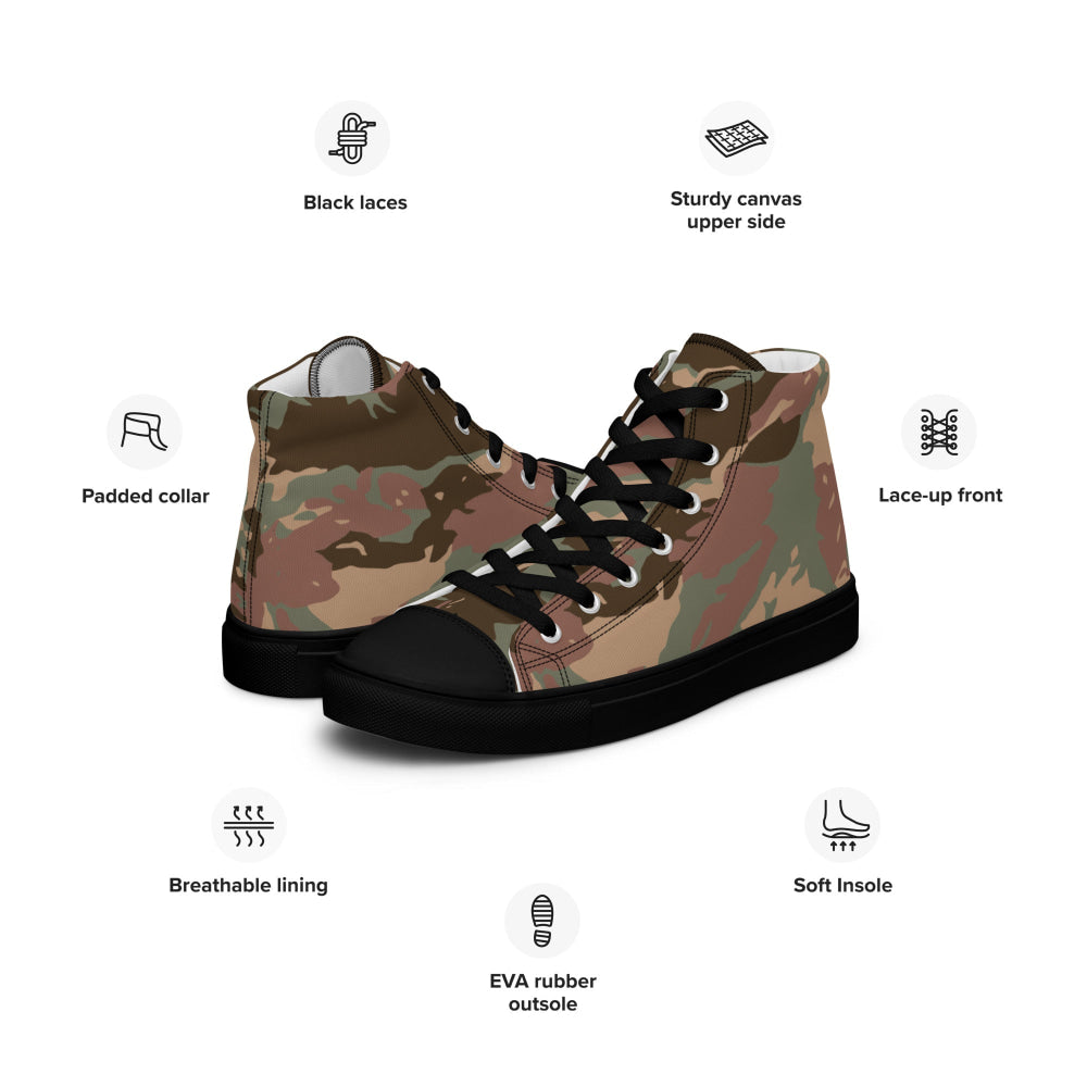 South African Defense Force (SADF) 32 Battalion Dry Season CAMO Men’s high top canvas shoes - Mens High Top Canvas Shoes