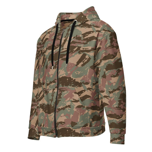 South African Defense Force (SADF) 32 Battalion Dry Season CAMO Unisex zip hoodie - 2XS