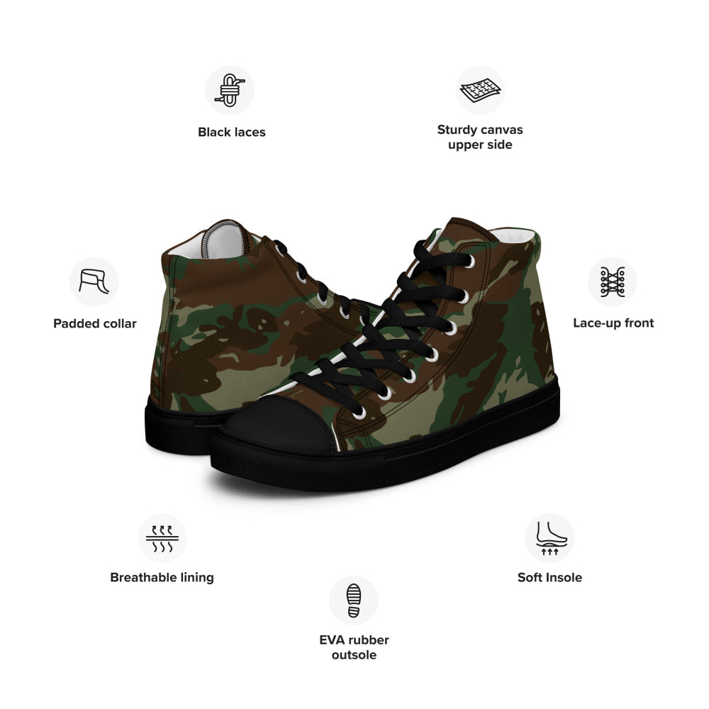 South African Defense Force (SADF) 32 Battalion Wet Season CAMO Men’s high top canvas shoes - Mens High Top Canvas Shoes