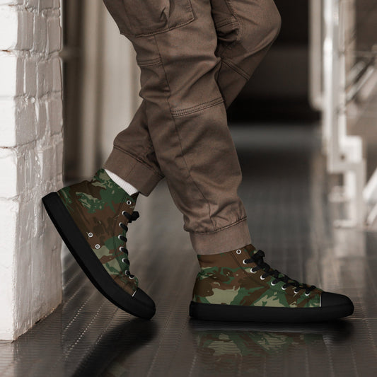 South African Defense Force (SADF) 32 Battalion Wet Season CAMO Men’s high top canvas shoes - 5 - Mens High Top Canvas Shoes