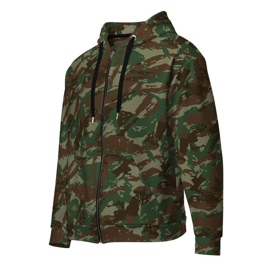 South African Defense Force (SADF) 32 Battalion Wet Season CAMO Unisex zip hoodie - 2XS