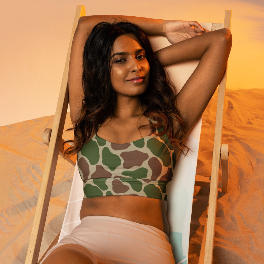 South African Kangwane Giraffe Police CAMO Longline sports bra - Womens Sports Bra