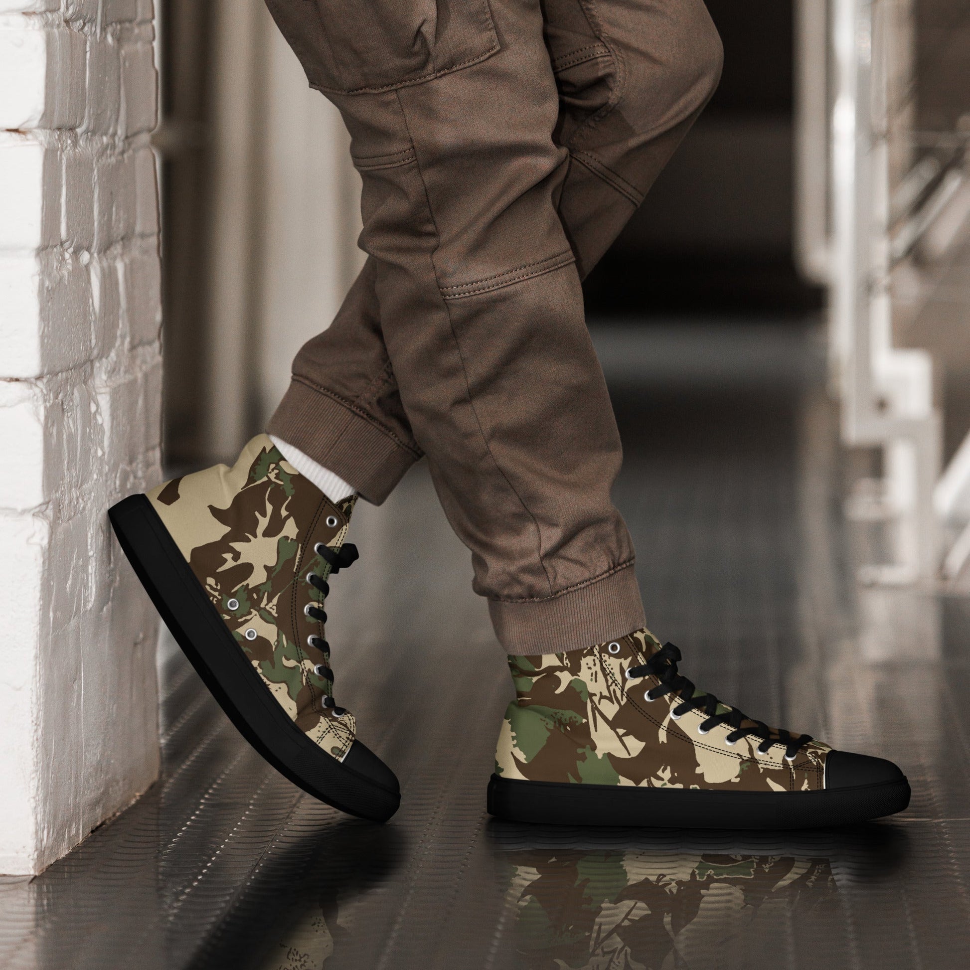 South African KOEVOET Police CAMO Mens high top canvas shoes - Black / 5 - High Top Canvas Shoes