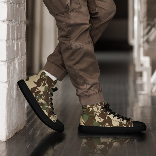 Brushstroke Grasslands CAMO Mens High-Top Canvas Shoes - Black / 5