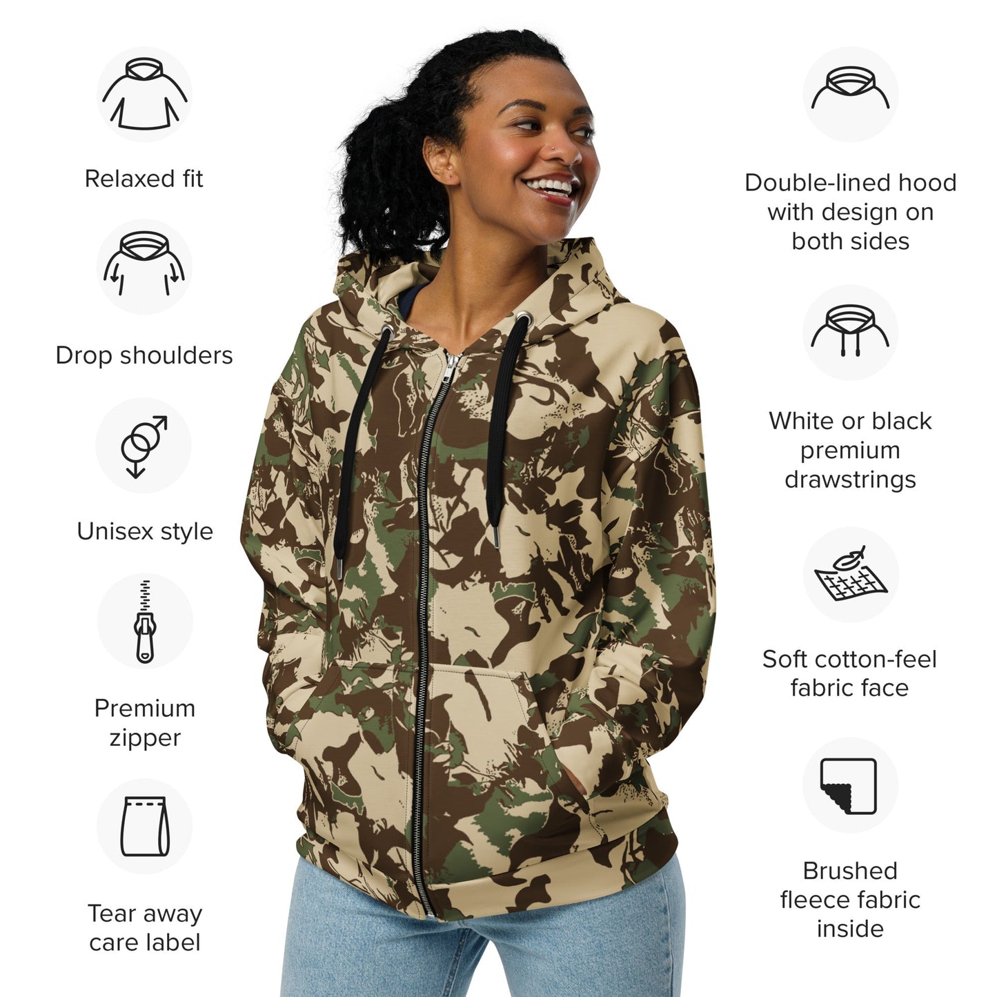 South African KOEVOET Police CAMO Unisex zip hoodie - Zip Hoodies