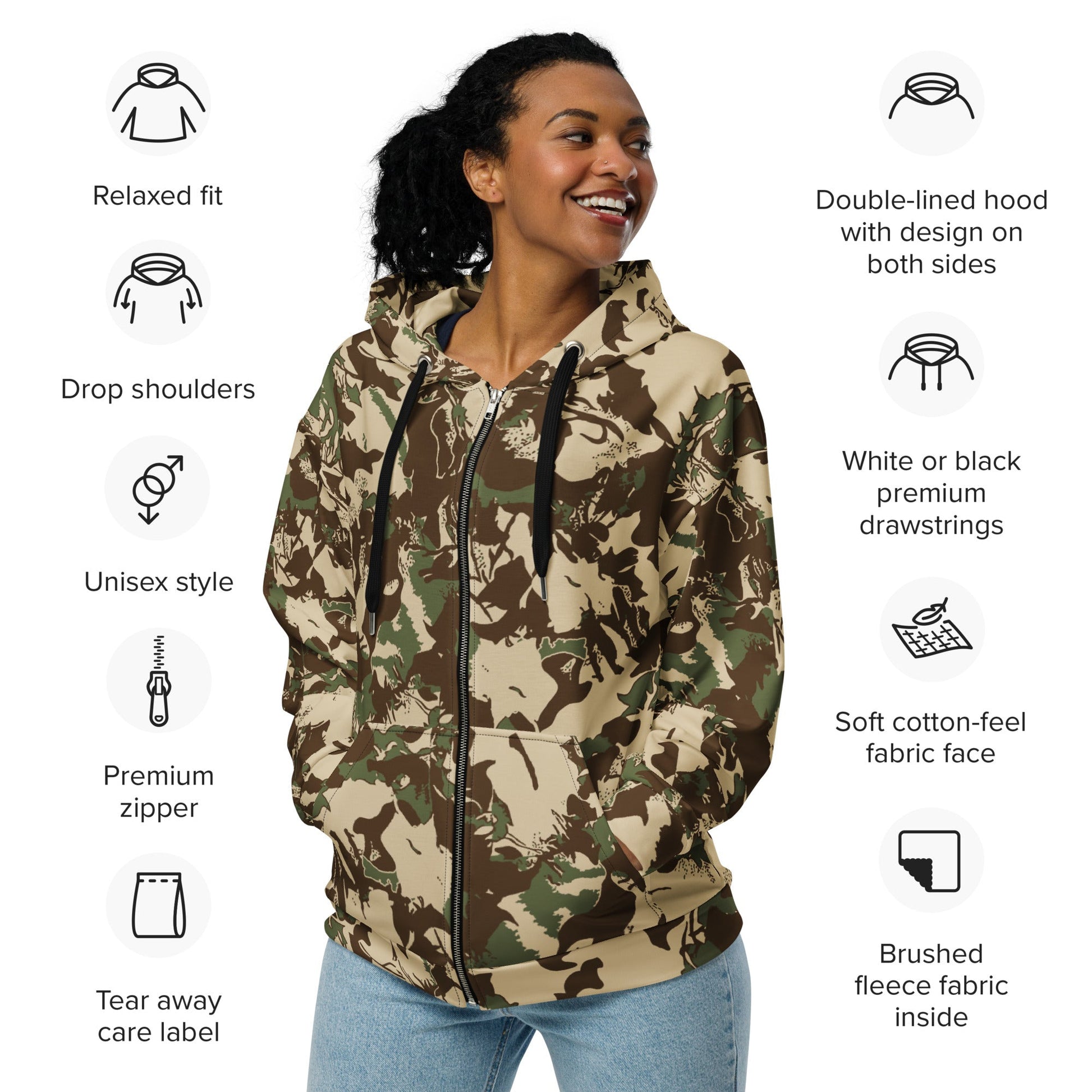 South African KOEVOET Police CAMO Unisex zip hoodie - Zip Hoodies