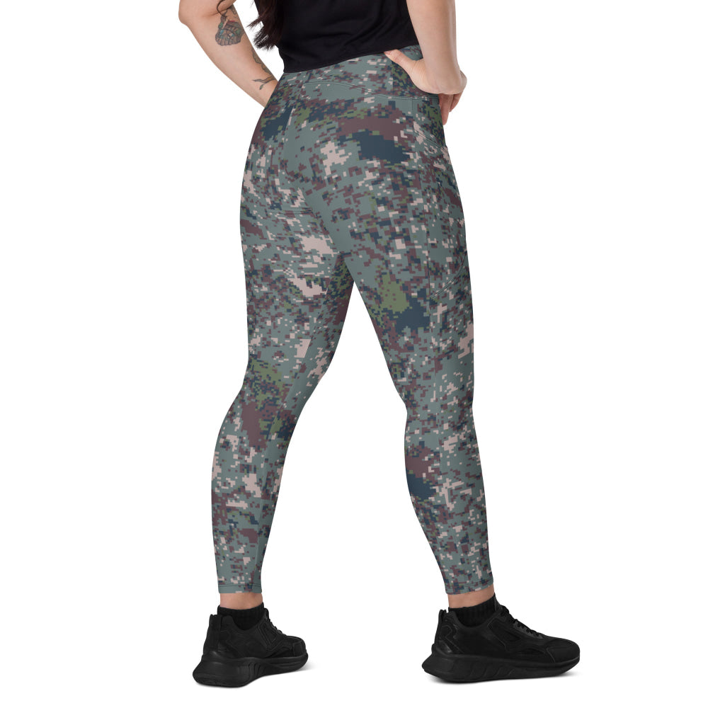 South Korean M100 Granite B Digital CAMO Leggings with pockets - 2XS - Womens With Pockets