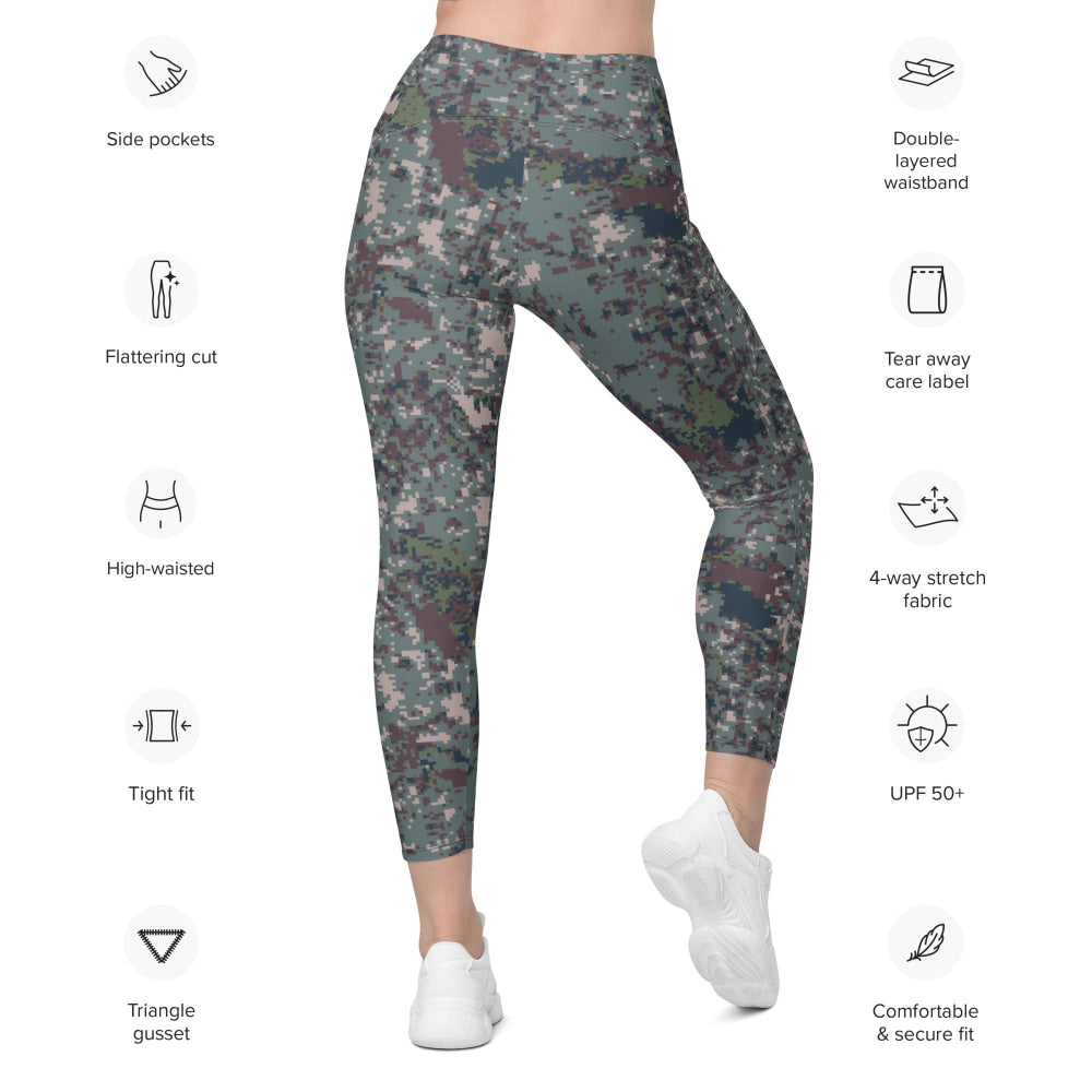 South Korean M100 Granite B Digital CAMO Leggings with pockets - Womens With Pockets