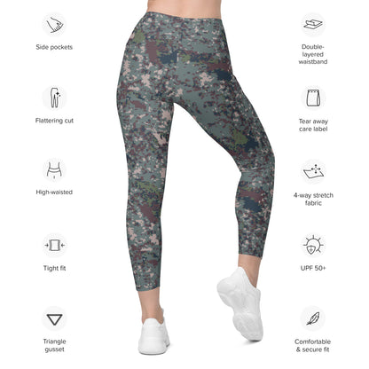 South Korean M100 Granite B Digital CAMO Leggings with pockets - Womens With Pockets