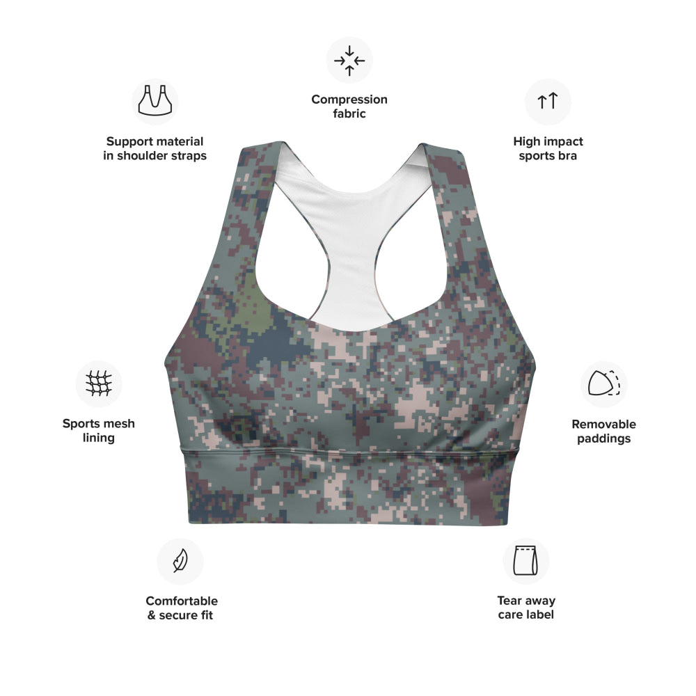 South Korean M100 Granite B Digital CAMO Longline sports bra - Womens Sports Bra