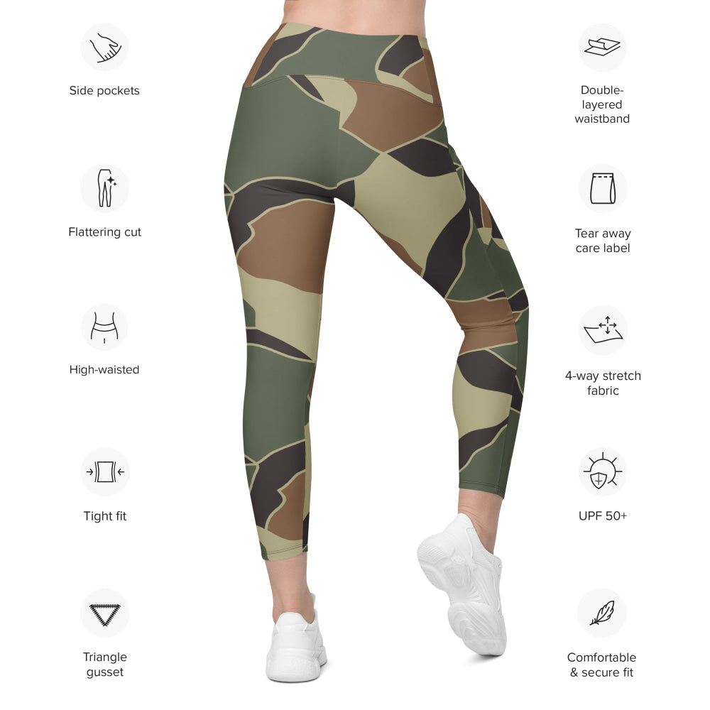 South Korean Marine Corps Turtle Shell CAMO Leggings with pockets - Womens With Pockets