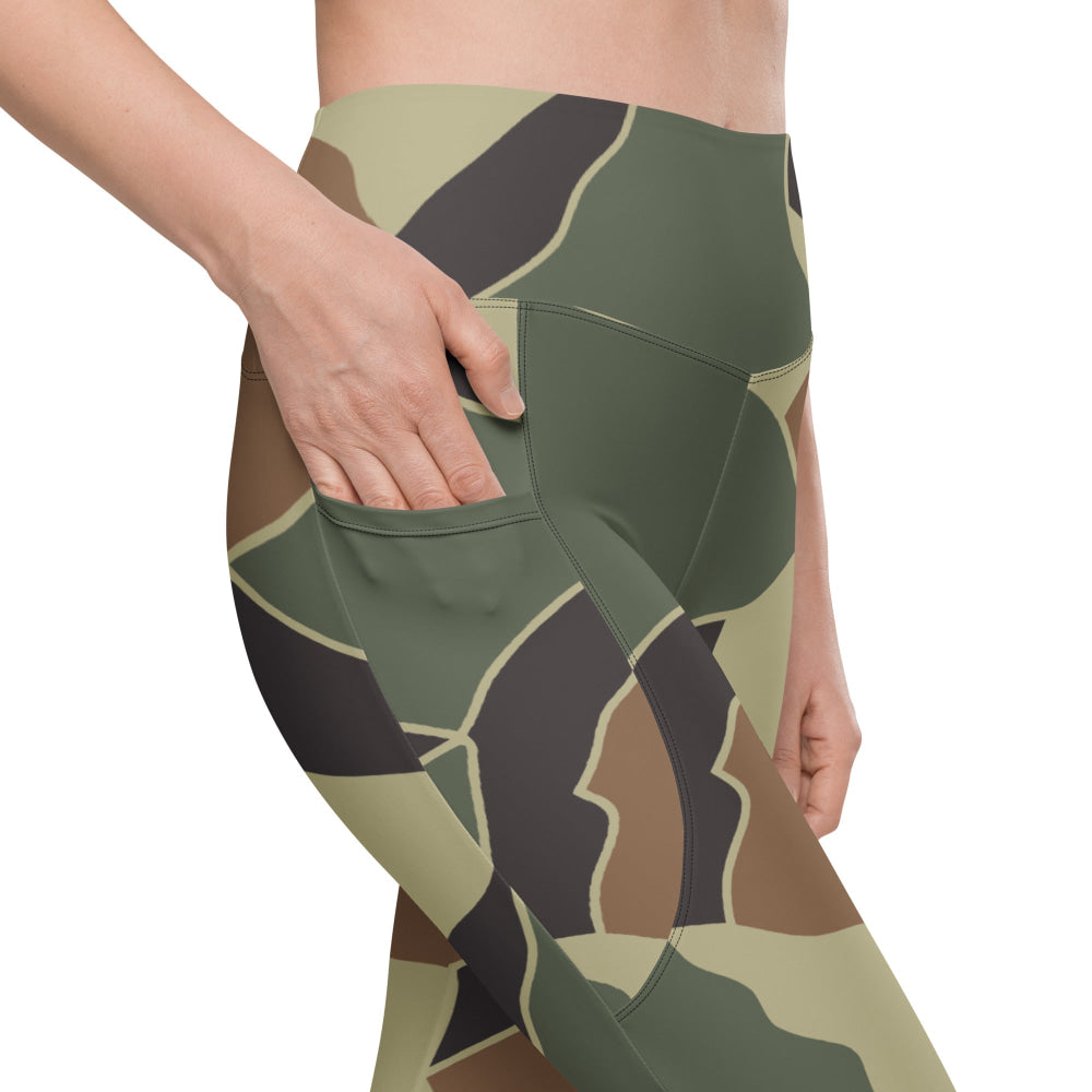 South Korean Marine Corps Turtle Shell CAMO Leggings with pockets - Womens With Pockets