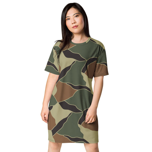 South Korean Marine Corps Turtle Shell CAMO T-shirt dress - 2XS - Womens T-Shirt Dress