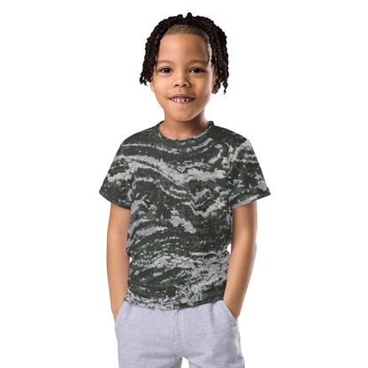 South Korean Marine Digital Tiger Stripe WAVEPAT CAMO Kids crew neck t-shirt - 2T - Kids Crew Neck T-shirt