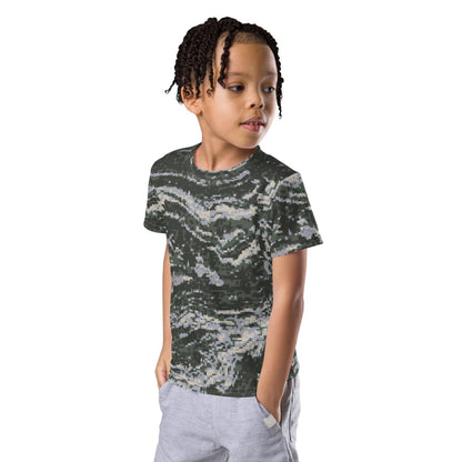 South Korean Marine Digital Tiger Stripe WAVEPAT CAMO Kids crew neck t-shirt - Crew Neck T-shirt