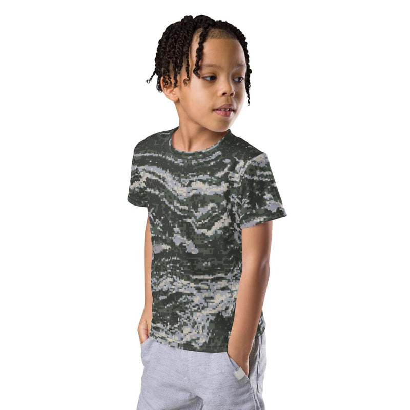 South Korean Marine Digital Tiger Stripe WAVEPAT CAMO Kids crew neck t-shirt - Kids Crew Neck T-shirt