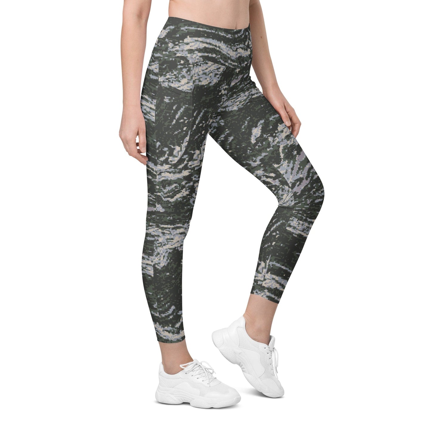 South Korean Marine Digital Tiger Stripe WAVEPAT CAMO Leggings with pockets - 2XS - Womens With Pockets