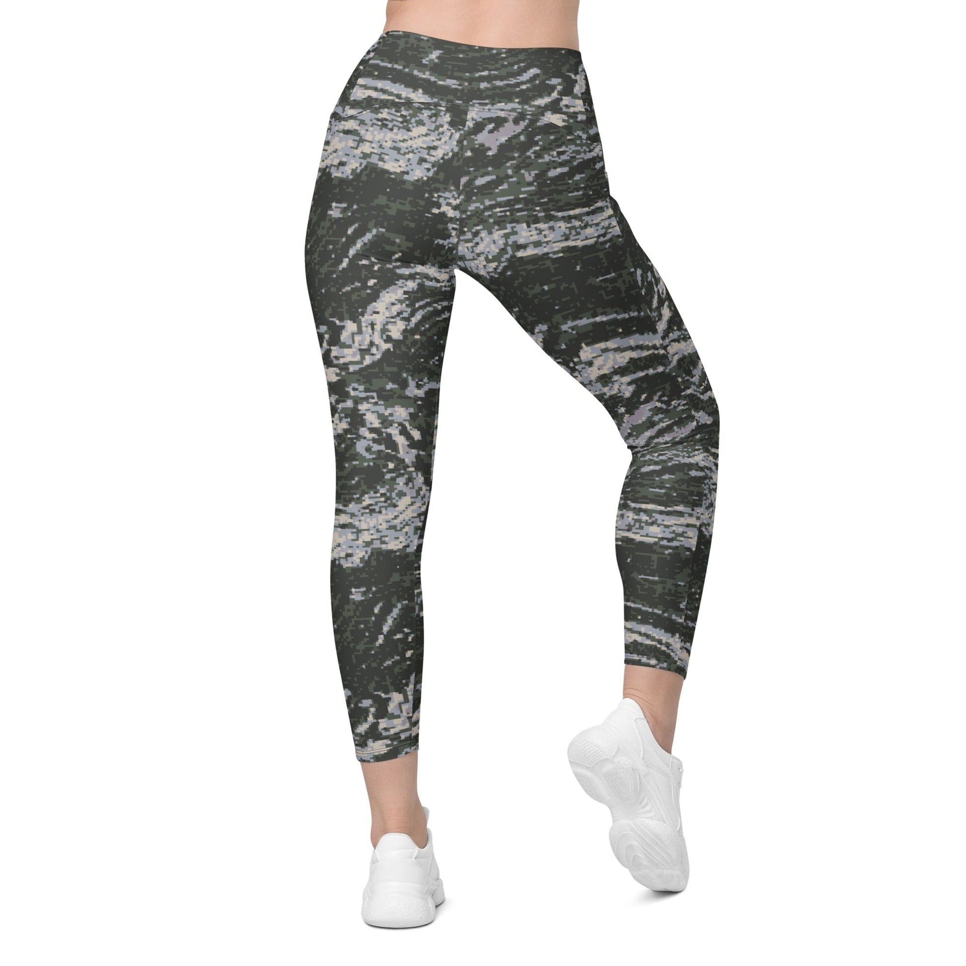 South Korean Marine Digital Tiger Stripe WAVEPAT CAMO Leggings with pockets - Womens With Pockets