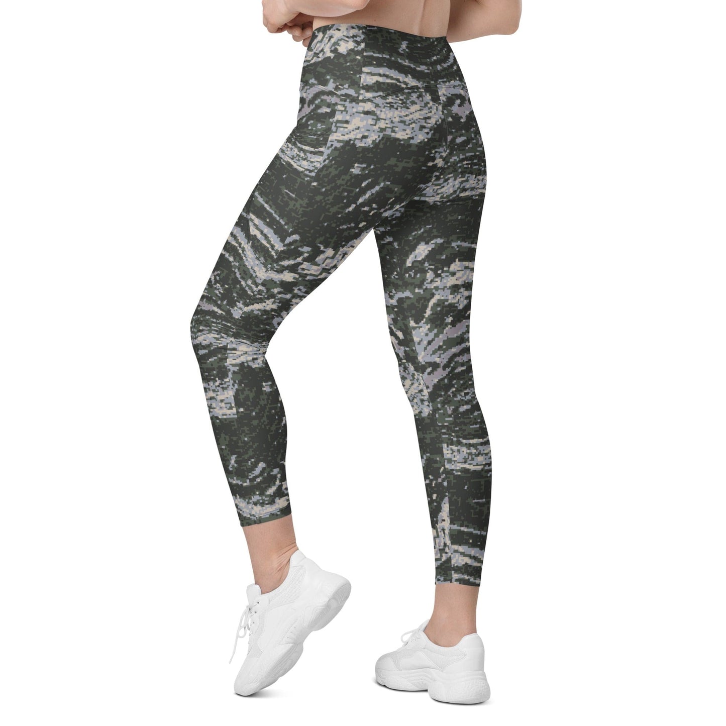 South Korean Marine Digital Tiger Stripe WAVEPAT CAMO Leggings with pockets - Womens With Pockets