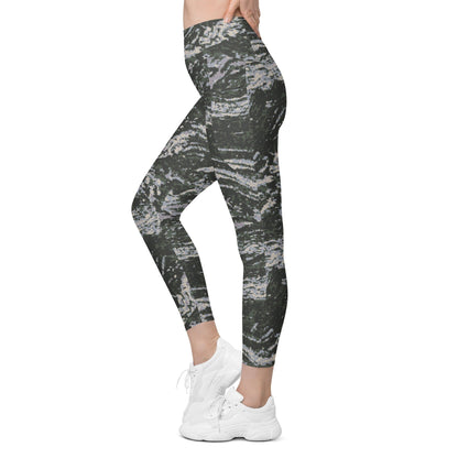 South Korean Marine Digital Tiger Stripe WAVEPAT CAMO Leggings with pockets - Womens With Pockets