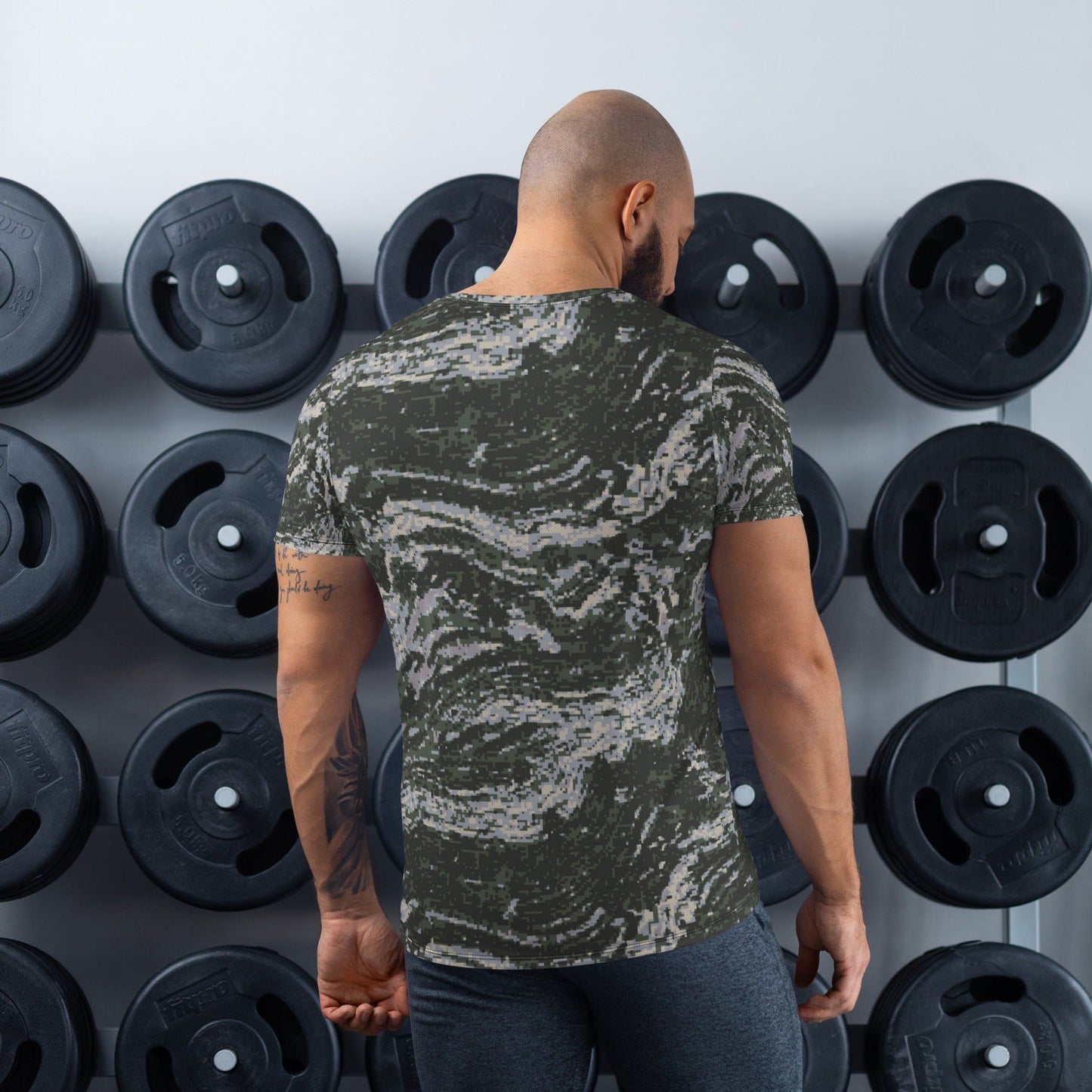 South Korean Marine Digital Tiger Stripe WAVEPAT CAMO Men’s Athletic T-shirt - Mens T-Shirt