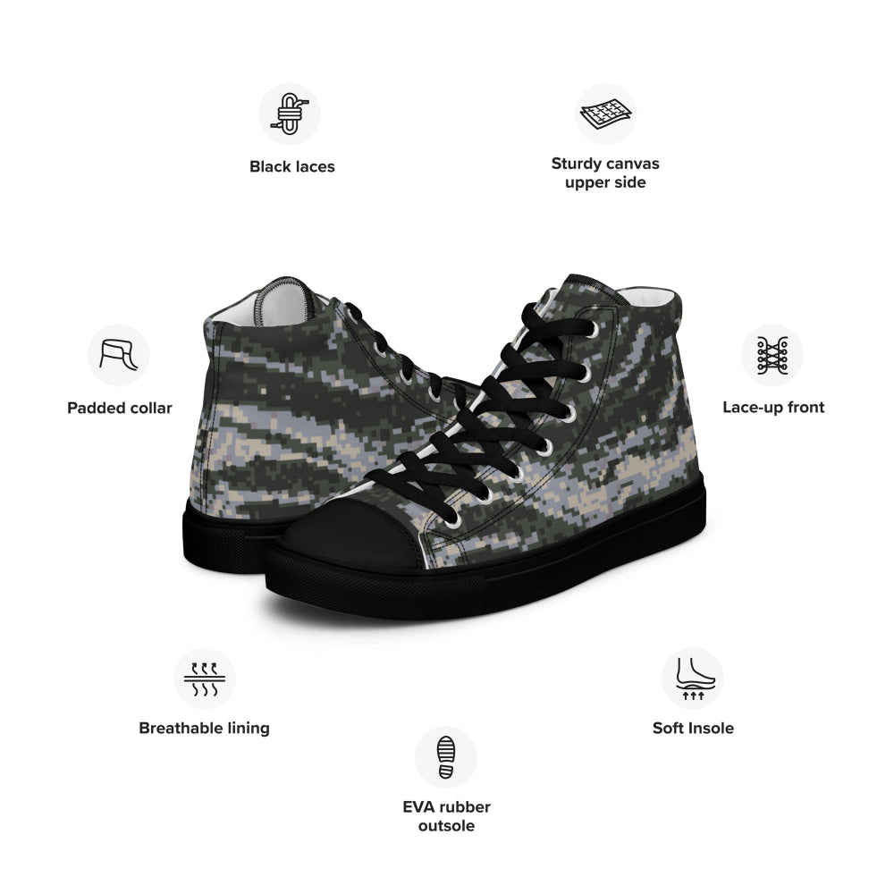 South Korean Marine Digital Tiger Stripe WAVEPAT CAMO Men’s high top canvas shoes - Mens High Top Canvas Shoes