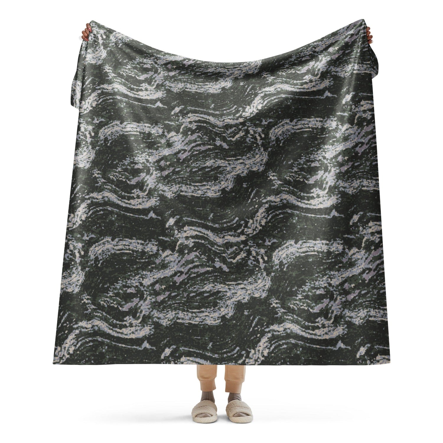 South Korean Marine Digital Tiger Stripe WAVEPAT CAMO Sherpa blanket - 60″×80″ - Blankets