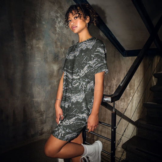 South Korean Marine Digital Tiger Stripe WAVEPAT CAMO T-shirt dress - 2XS - Womens T-Shirt Dress